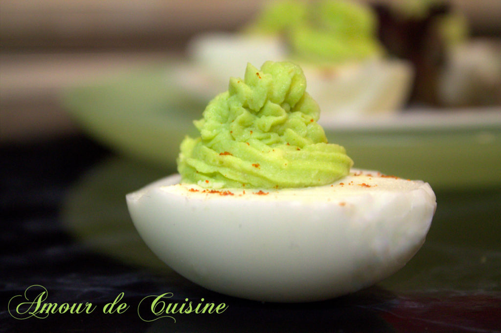 Avocado creamy deviled eggs