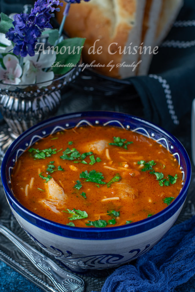 Chicken tomato vermicelli soup-Algerian Shorba