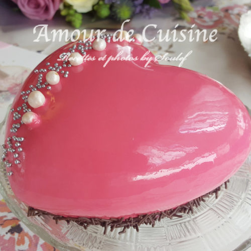 strawberry entremet with glazed mirror