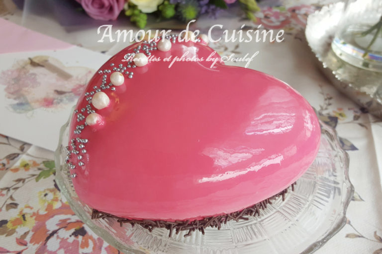 strawberry entremet with glazed mirror